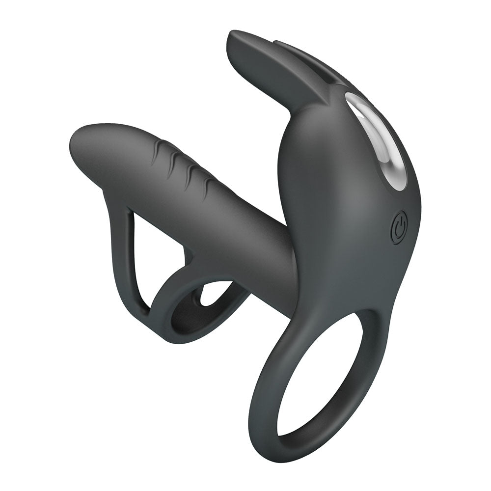 Party Up MARK Vibrating Penis Sleeve - Black USB Rechargeable Vibrating Cock Sleeve - BI-210326-PU