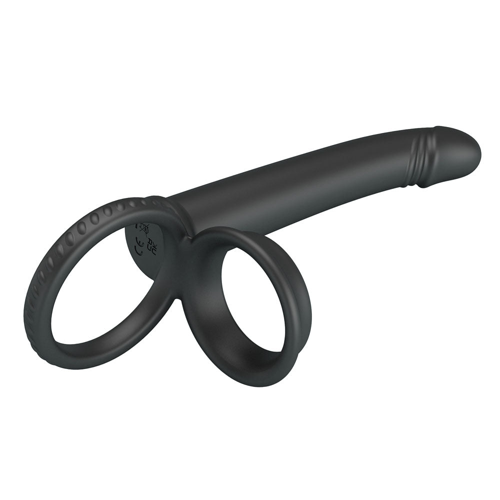 Party Up MARTIN Double Penetrator - Black Cock & Ball Rings with Double Penetrator - BI-210332-PU