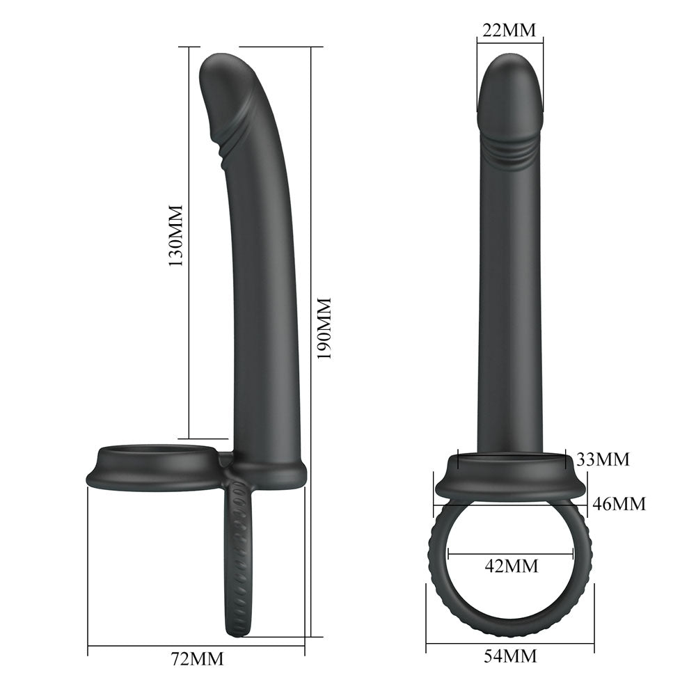 Party Up MARTIN Double Penetrator - Black Cock & Ball Rings with Double Penetrator - BI-210332-PU