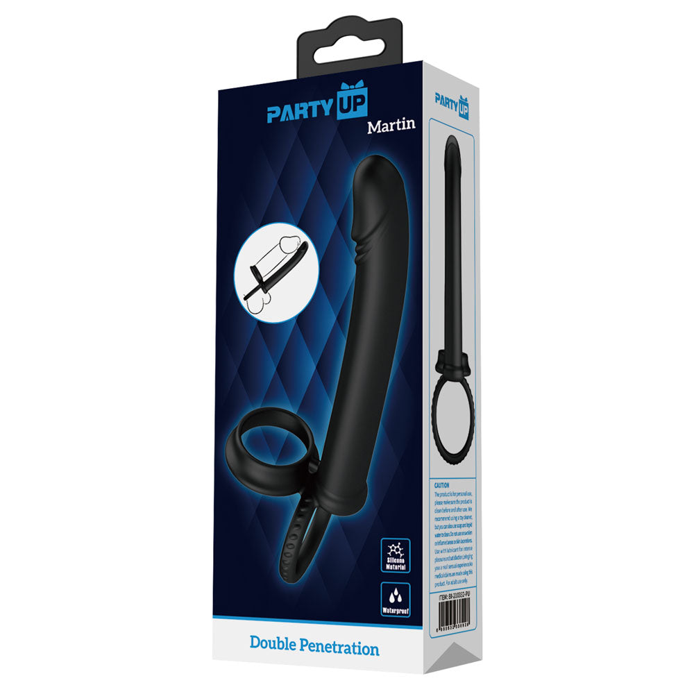 Party Up MARTIN Double Penetrator - Black Cock & Ball Rings with Double Penetrator - BI-210332-PU