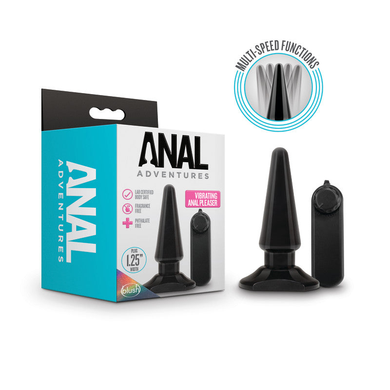 Anal Adventures Basic Vibrating Anal Pleaser - Black 10.1 cm Vibrating Butt Plug - BL-10605