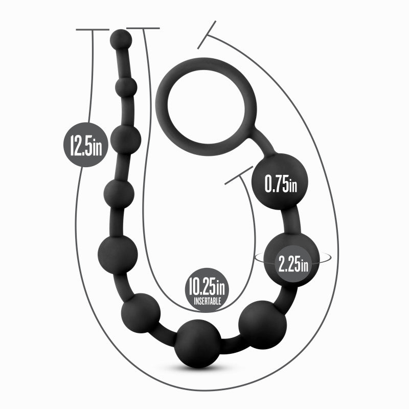Anal Adventures Platinum 10 Anal Beads - Black - Black 31.7 cm Anal Beads - BL-11015