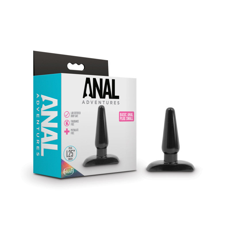 Anal Adventures Basic Anal Plug - Small - Black 10.8 cm Butt Plug - BL-18615