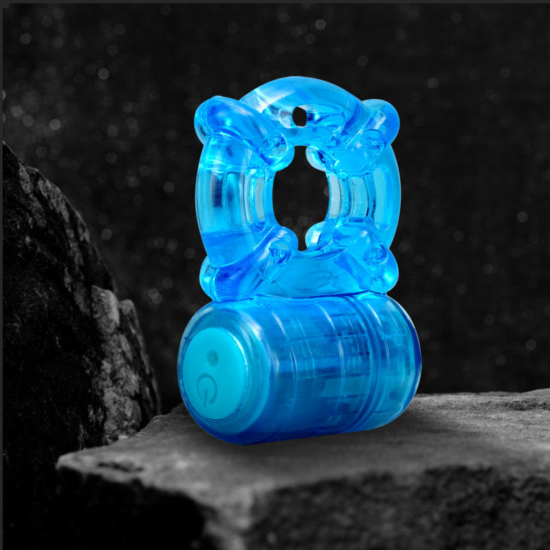 Stay Hard Rechargeable 5 Function Cock Ring - Blue USB Rechargeable Vibrating Cock Ring - BL-31902