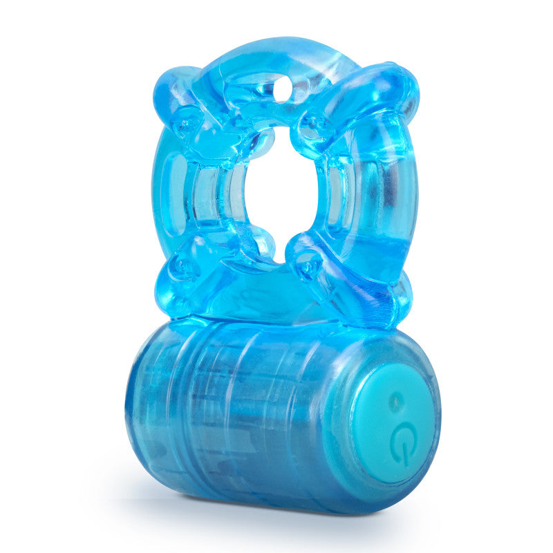 Stay Hard Rechargeable 5 Function Cock Ring - Blue USB Rechargeable Vibrating Cock Ring - BL-31902