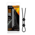 Stay Hard Silicone Double Loop Cock Ring - Black Adjustable Lasso Cock Ring - BL-32095