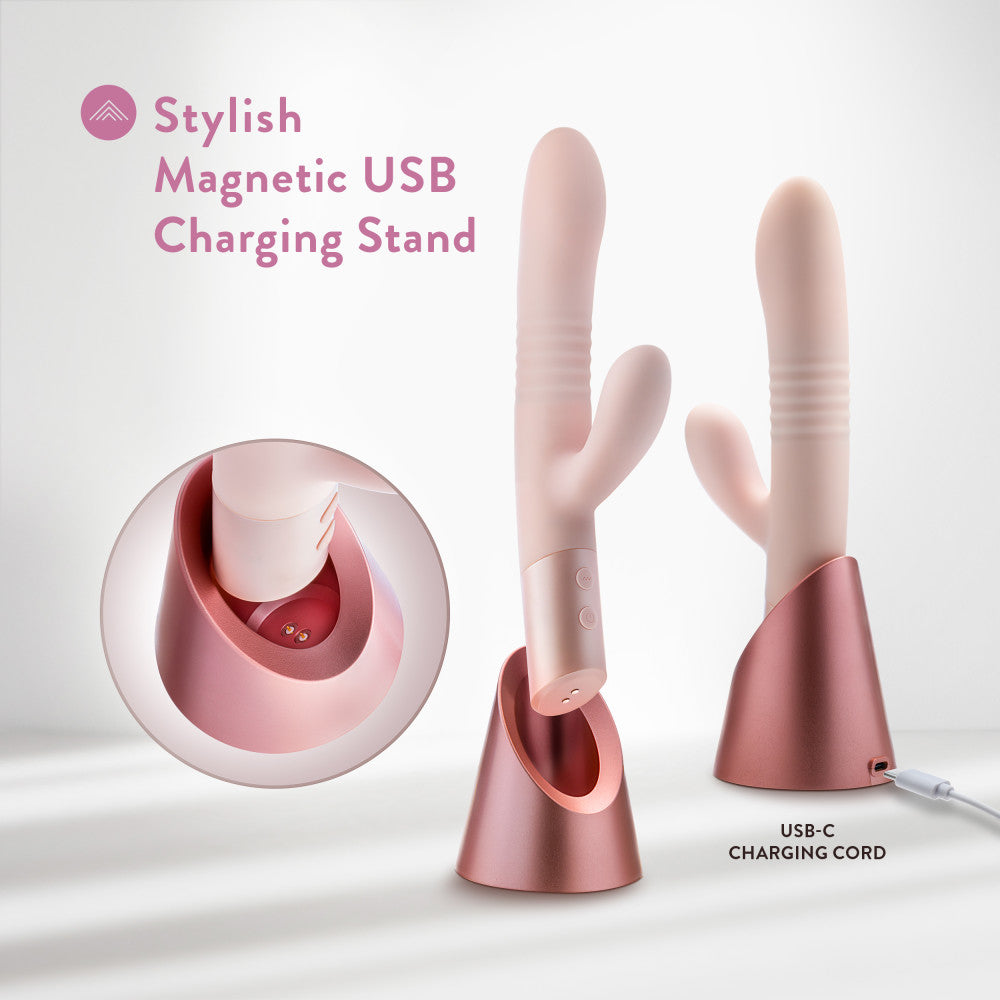 Blush - Fraya - Pink - Pink 24.1 cm USB Rechargeable Thrusting Rabbit Vibrator - BL-42601