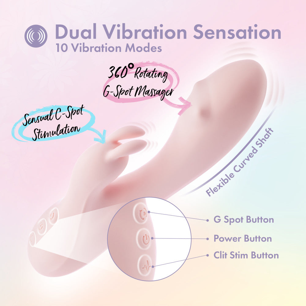 Play With Me - Fairy Flutter - Pink 19.7 cm USB Rechargeable Rabbit Vibrator - BL-44600