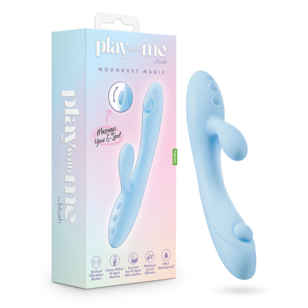 Play With Me - Moondust Magic - Blue 20.3 cm USB Rechargeable Rabbit Vibrator - BL-44602