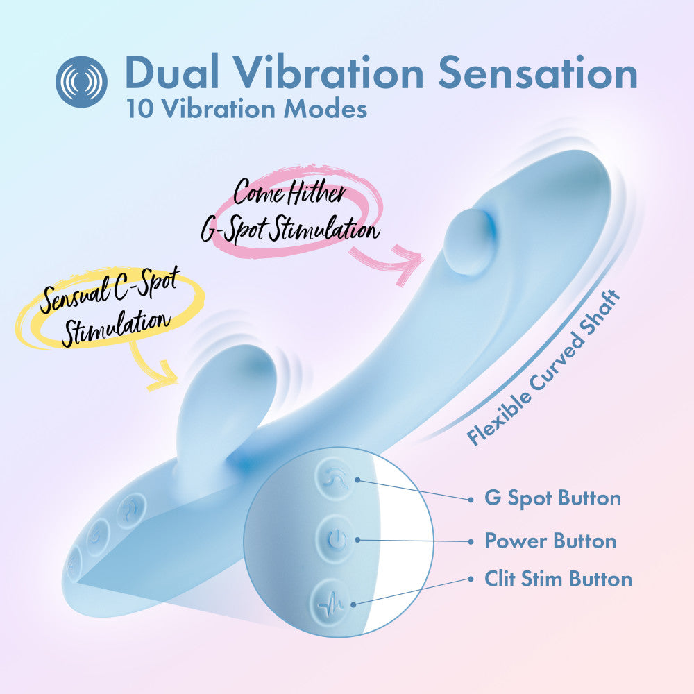 Play With Me - Moondust Magic - Blue 20.3 cm USB Rechargeable Rabbit Vibrator - BL-44602