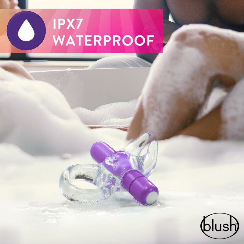 Play With Me Bull Vibrating C-Ring - Clear/Purple Vibrating Cock Ring - BL-74201