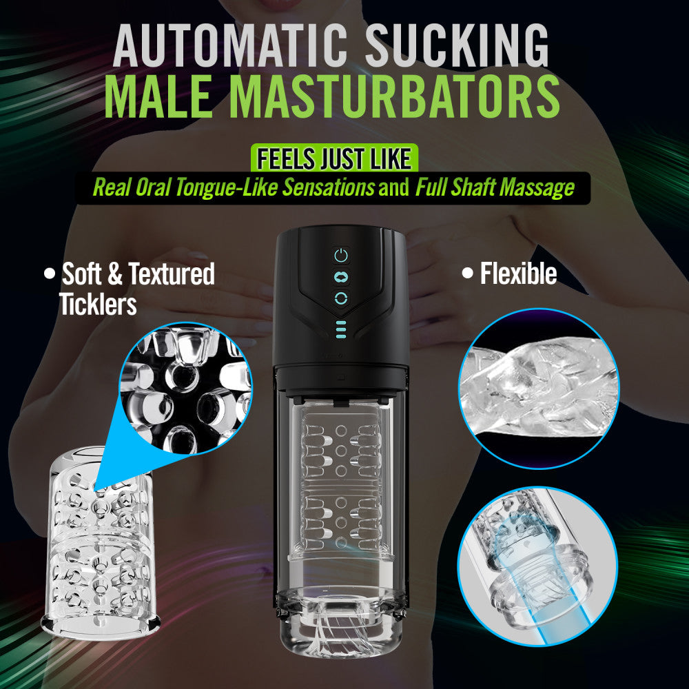 M For Men - Whirlwind Pro - Clear USB Rechargeable Rotating & Sucking Auto Stroker - BL-87605