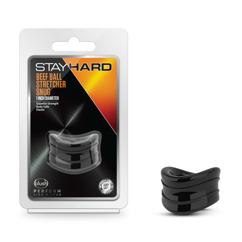 Stay Hard Beef Ball Stretcher Snug - Black 2.5 cm Ball Stretcher Ring - BL-93305