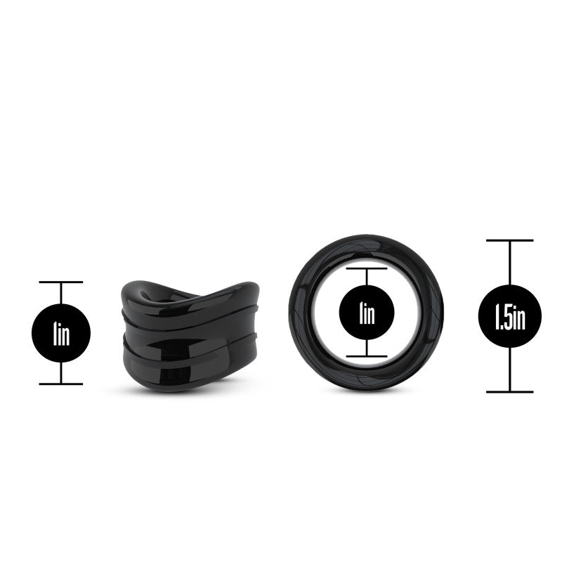 Stay Hard Beef Ball Stretcher Snug - Black 2.5 cm Ball Stretcher Ring - BL-93305