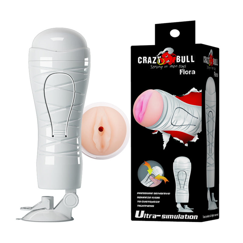 CRAZY BULL Flora Stroker - Flesh Squeezable Vagina Stroker with Suction Base - BM-00900T48N