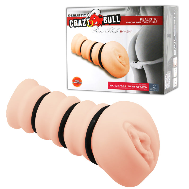CRAZY BULL ROSSI Vagina Stroker - Flesh Vagina Stroker with Tightening Rings - BM-009150H