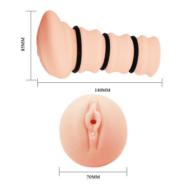 CRAZY BULL ROSSI Vagina Stroker - Flesh Vagina Stroker with Tightening Rings - BM-009150H