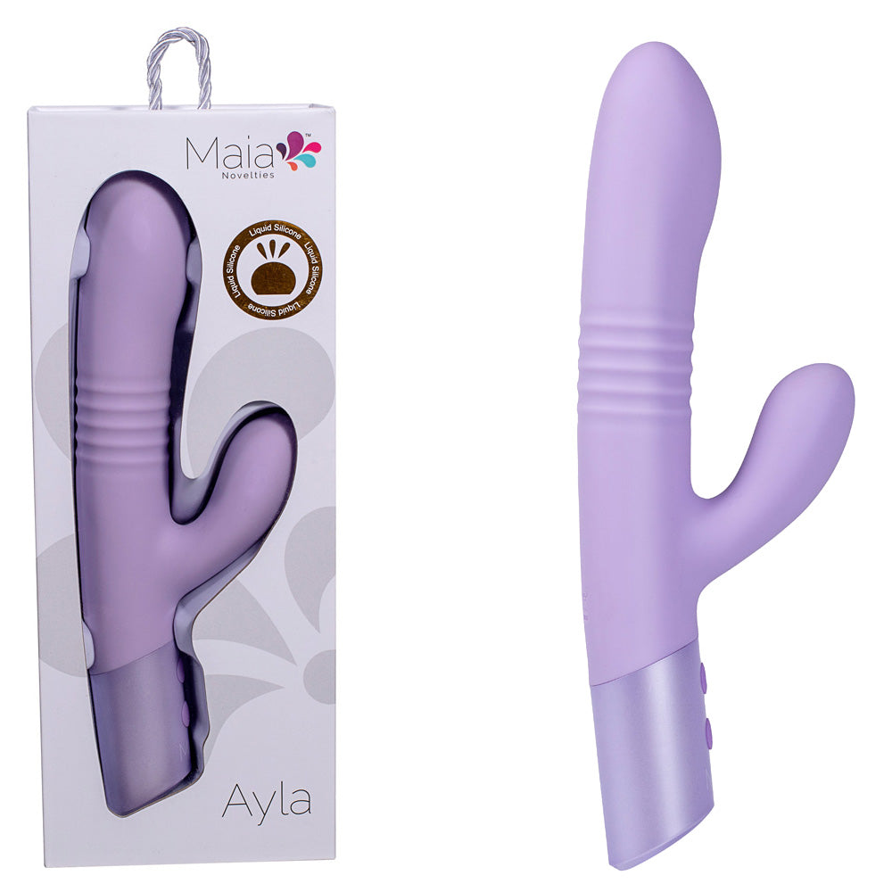 Maia AYLA - Lavender 24.4 cm USB Rechargeable Thrusting Rabbit Vibrator - BO-23-004