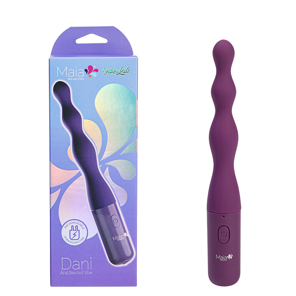 Maia DANI - Purple 17.8 cm USB Rechargeable Beaded Vibrator - BO-23-007