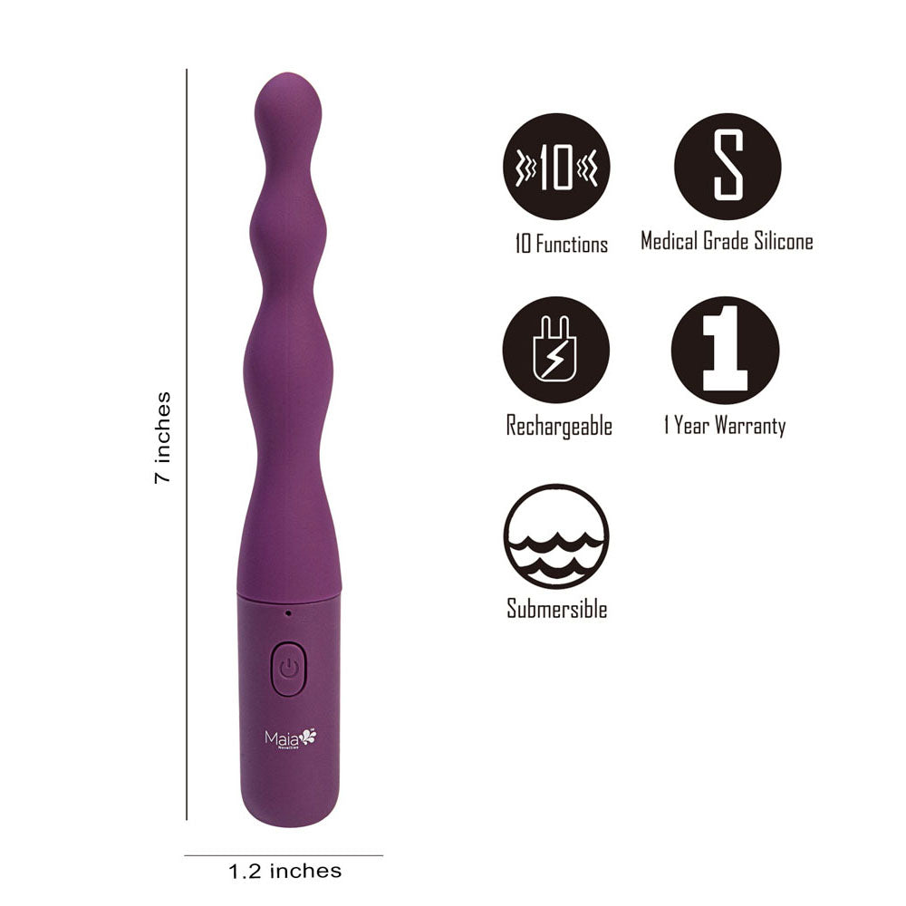 Maia DANI - Purple 17.8 cm USB Rechargeable Beaded Vibrator - BO-23-007