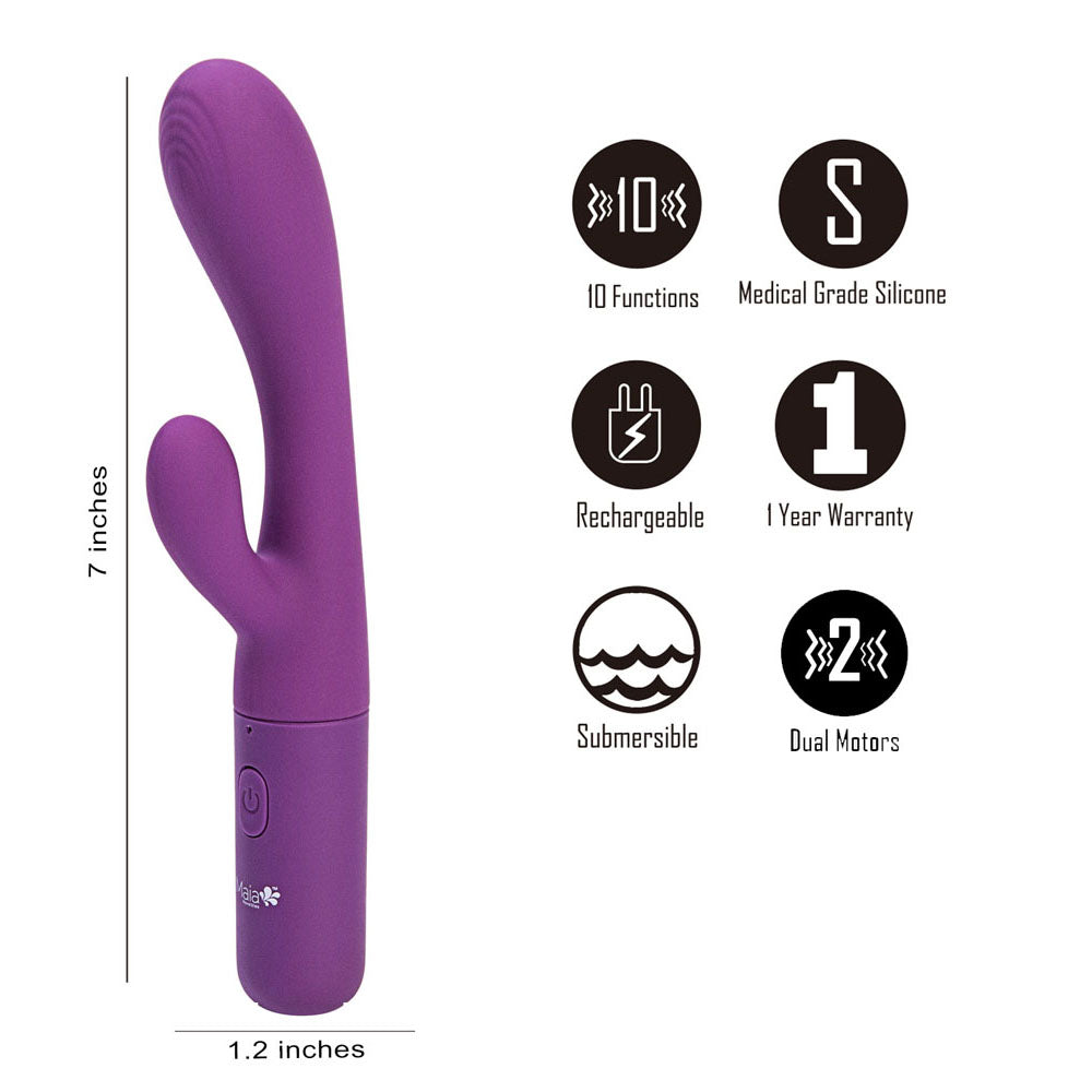 Maia RAYLA - Purple 17.8 cm USB Rechargeable Rabbit Vibrator - BO-23-009