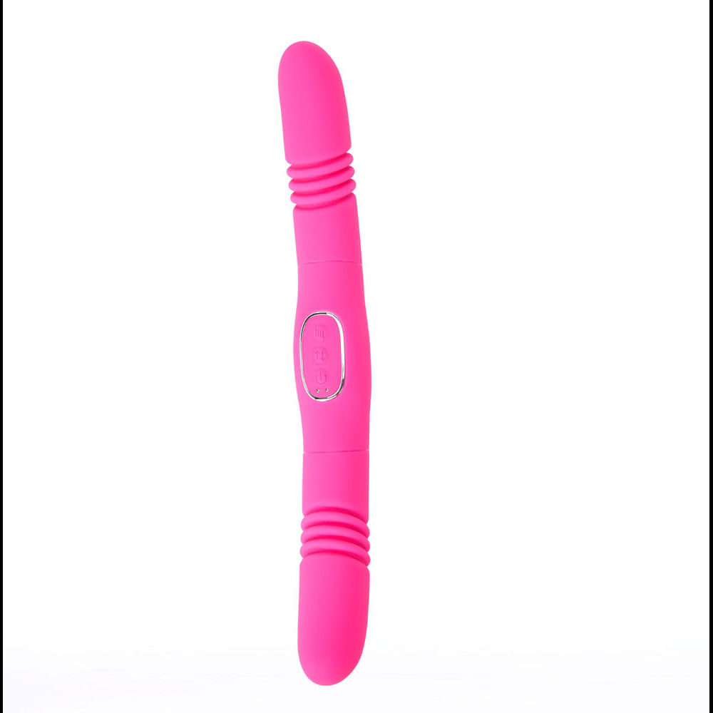 Maia ZENA - Pink - Pink 35.5 cm USB Rechargeable Dual Thrusting Double Ended Vibrator - BO-25-07-PINK