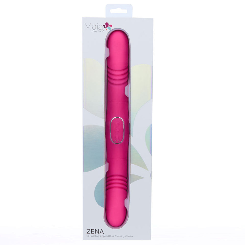 Maia ZENA - Pink - Pink 35.5 cm USB Rechargeable Dual Thrusting Double Ended Vibrator - BO-25-07-PINK