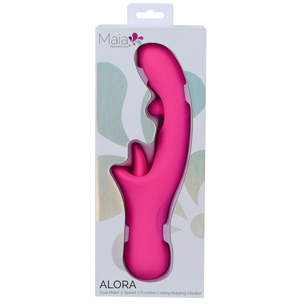 Maia ALORA - Pink 24.1 cm USB Rechargeable Rotating & Licking Vibrator - BO-25-10-PINK