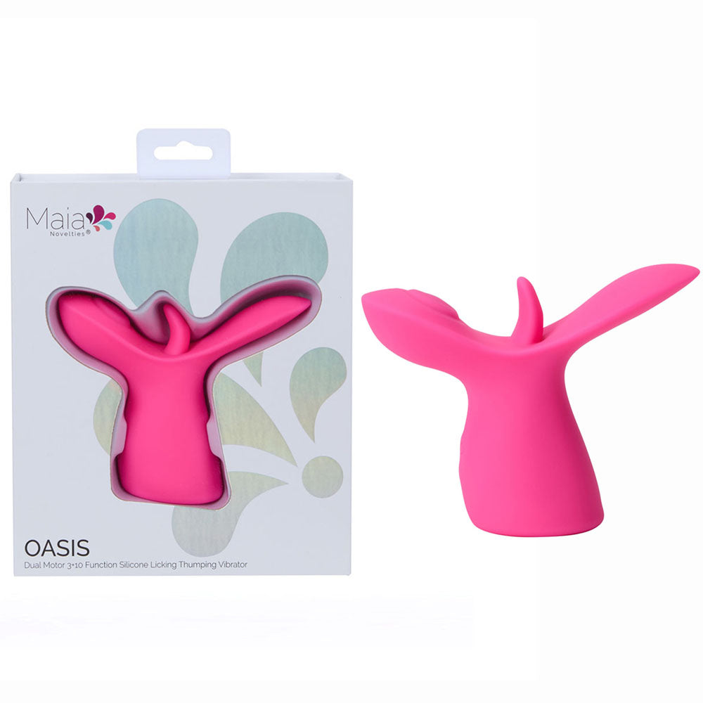 Maia OASIS - Pink - Pink USB Rechargeable Dual Motor Licking & Thumping Stimulator - BO-25-16-PINK