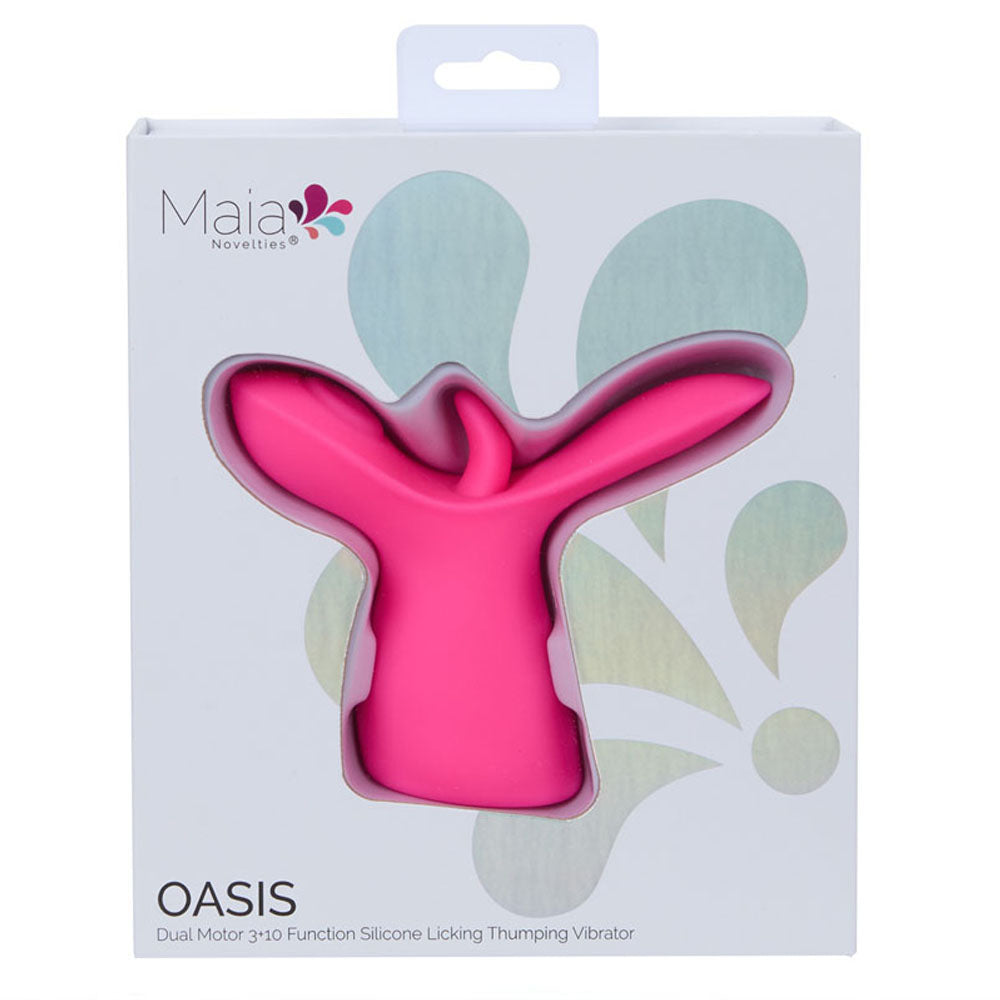 Maia OASIS - Pink - Pink USB Rechargeable Dual Motor Licking & Thumping Stimulator - BO-25-16-PINK