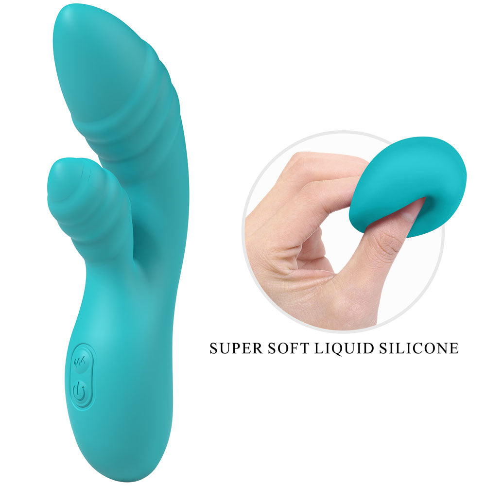 Party Up DALIDA - Teal - Teal 16.2 cm USB Rechargeable Rabbit Vibrator - BP-W00002-1