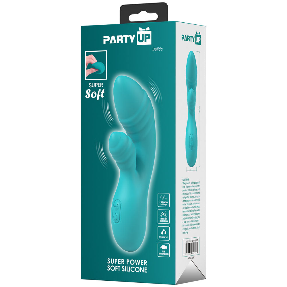 Party Up DALIDA - Teal - Teal 16.2 cm USB Rechargeable Rabbit Vibrator - BP-W00002-1