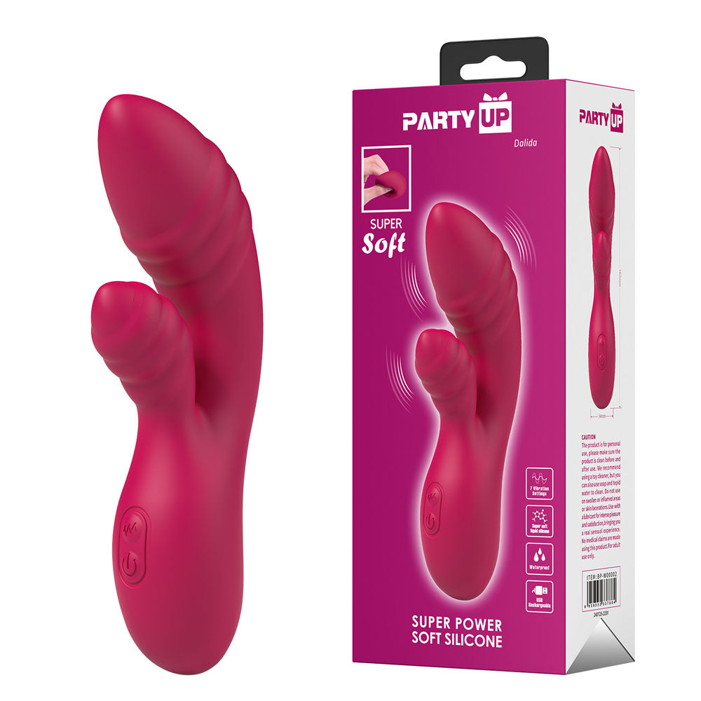 Party Up DALIDA - Pink - Pink 16.2 cm USB Rechargeable Rabbit Vibrator - BP-W00002