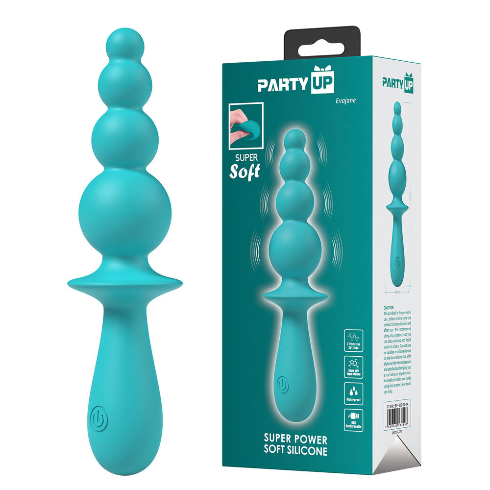 Party Up EVAJANE - Teal - Teal 17.1 cm USB Rechargeable Beaded Vibrator - BP-W00004-1