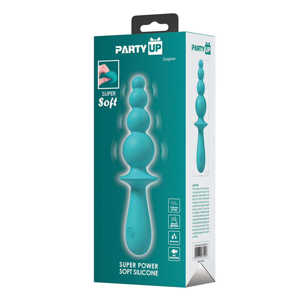 Party Up EVAJANE - Teal - Teal 17.1 cm USB Rechargeable Beaded Vibrator - BP-W00004-1
