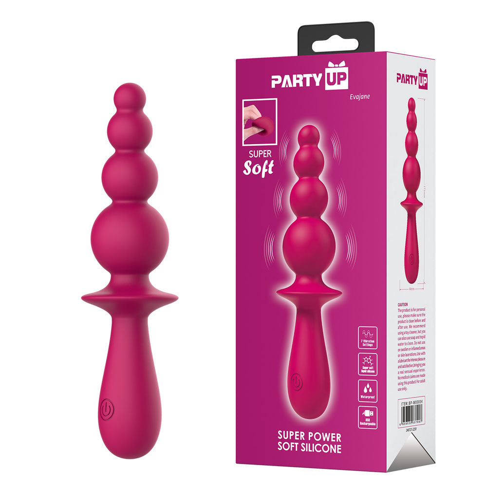 Party Up EVAJANE - Pink - Pink 17.1 cm USB Rechargeable Beaded Vibrator - BP-W00004