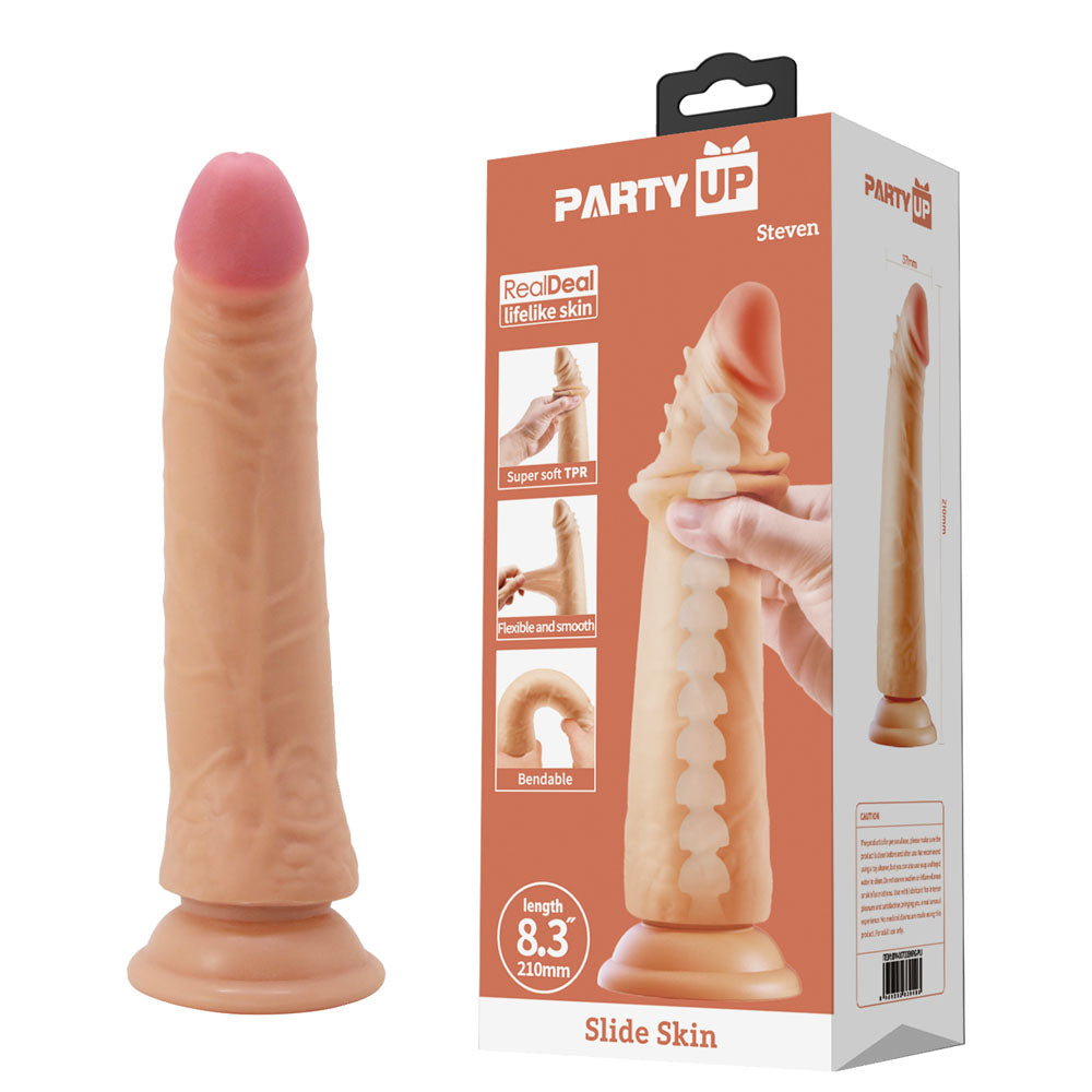 Party Up STEVEN Slide Skin Dong - Flesh 21 cm Flexible Dildo - BW-007006NRG-PU