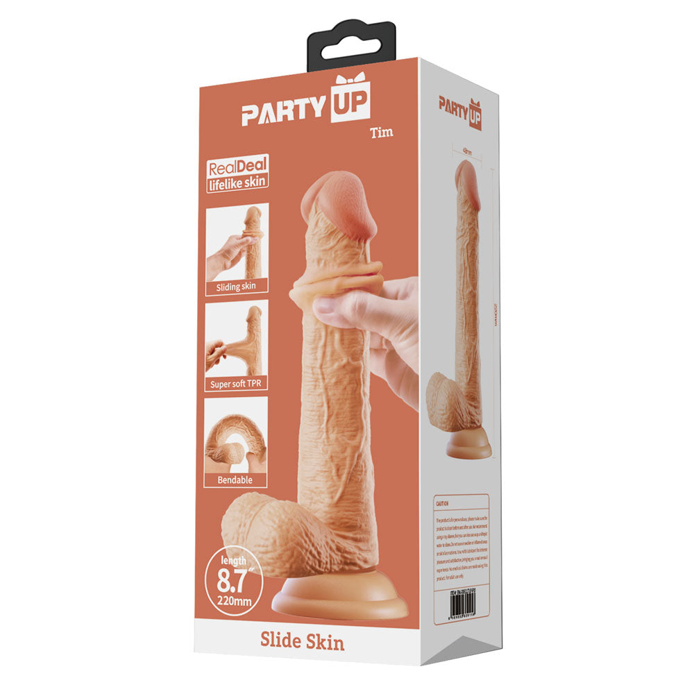 Party Up TIM Slide Skin Dong - Flesh 22 cm Flexible Dildo - BW-008117LP-PU