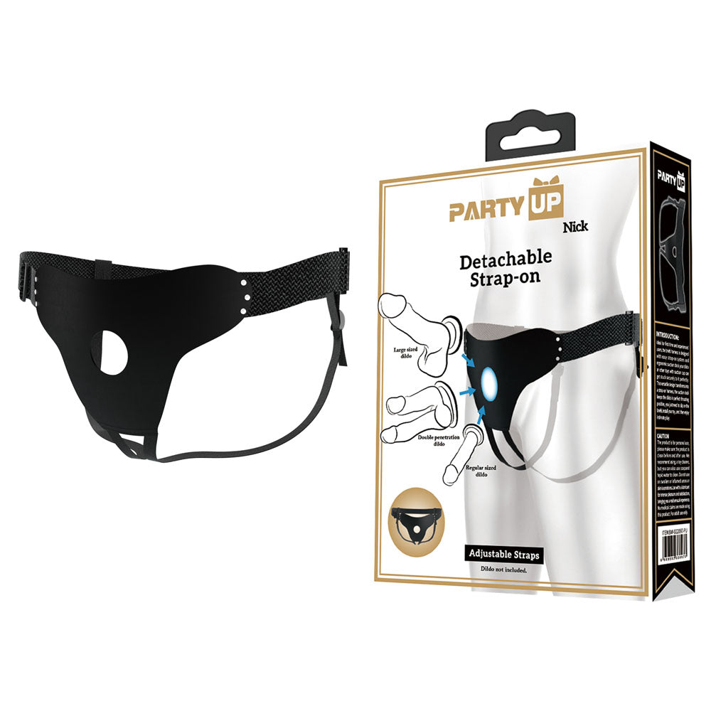 Party Up NICK Strap-On Harness - Black Adjustable Strap-On Harness (No Probe Included) - BW-022097-PU