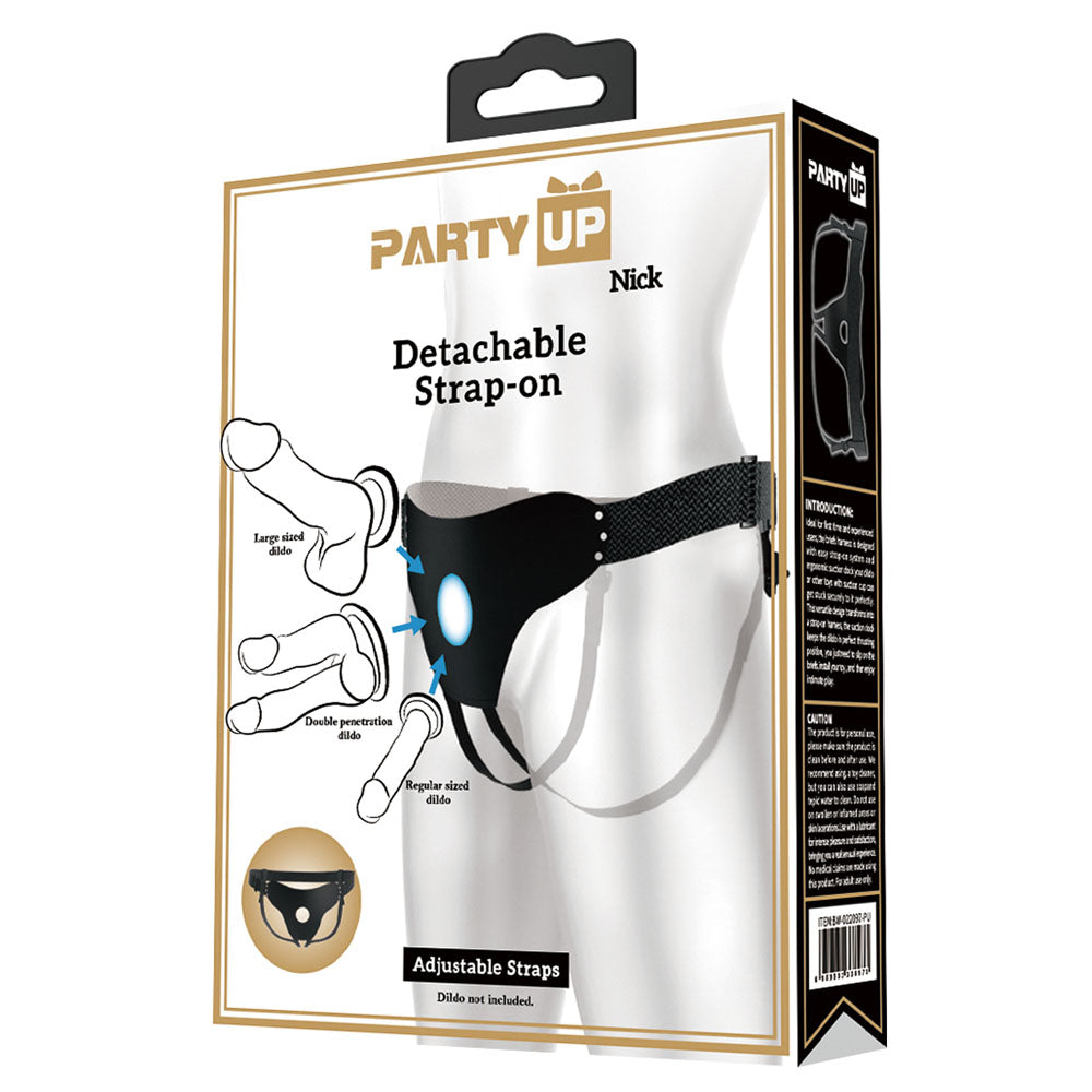 Party Up NICK Strap-On Harness - Black Adjustable Strap-On Harness (No Probe Included) - BW-022097-PU