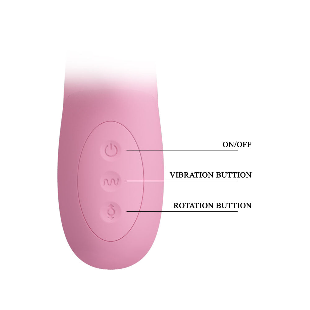 Party Up DEAN Wavy Rotation Vibe - Pink - Pink 23.8 cm USB Rechargeable Rotating Rabbit Vibrator - BW-069004-PU