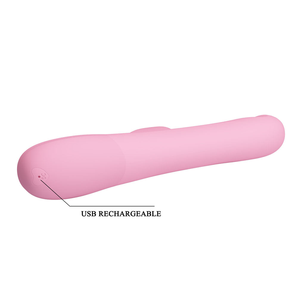 Party Up DEAN Wavy Rotation Vibe - Pink - Pink 23.8 cm USB Rechargeable Rotating Rabbit Vibrator - BW-069004-PU