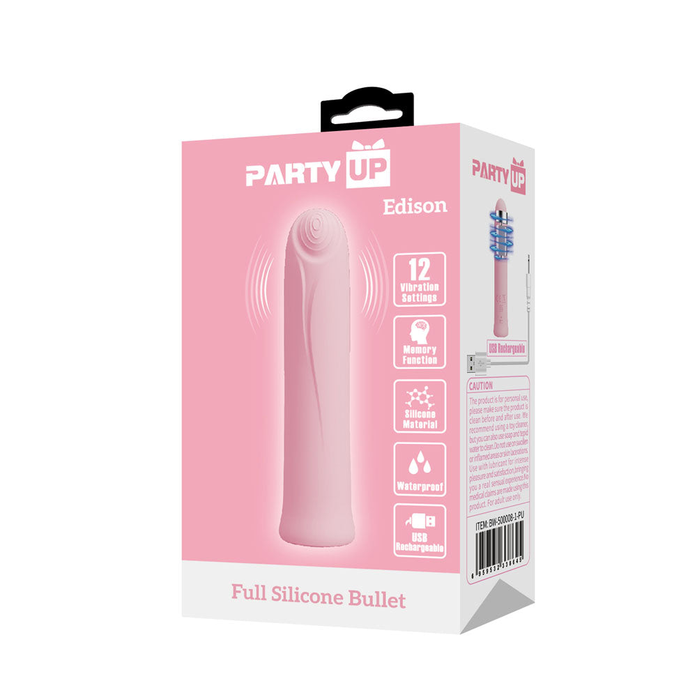 Party Up EDISON Bullet - Pink - Pink 10.3 cm USB Rechargeable Bullet - BW-500008-1-PU