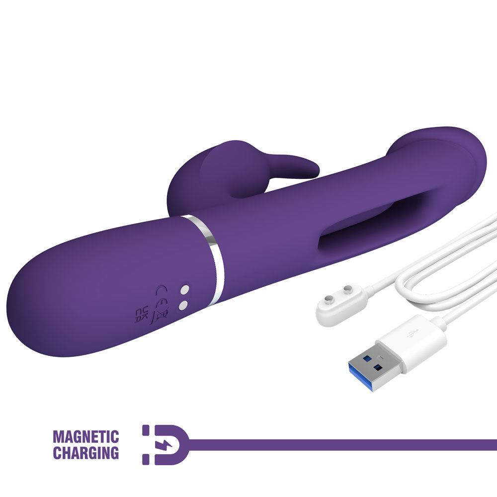 Party Up DAVID Swinging Vibe - Purple - Purple 23.2 cm USB Rechargeable Rabbit Vibrator with Flicking Arm - BW-500025-2-PU