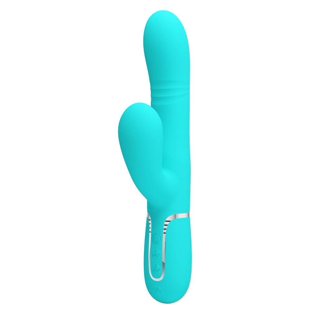 Party Up PAUL Rolling Beads Vibrator - Teal - Teal 22.6 cm USB Rechargeable Thrusting Rabbit Vibrator - BW-500034-1-PU