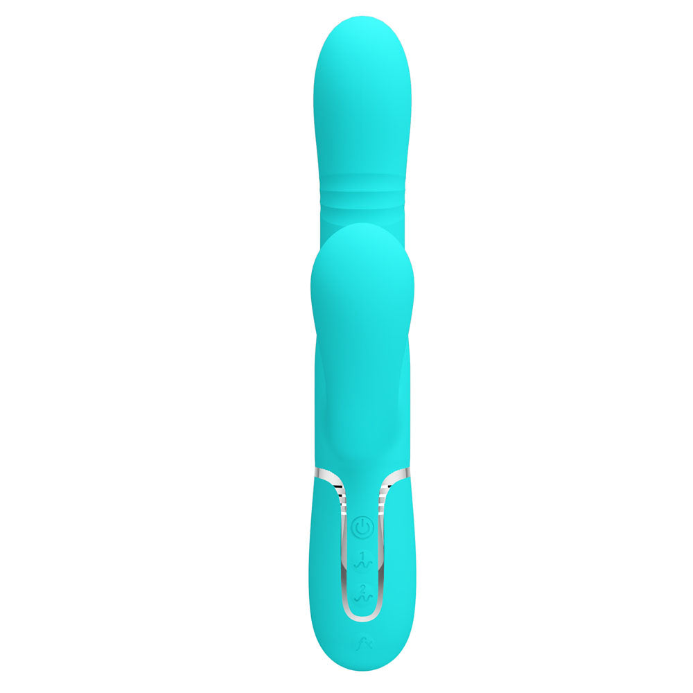 Party Up PAUL Rolling Beads Vibrator - Teal - Teal 22.6 cm USB Rechargeable Thrusting Rabbit Vibrator - BW-500034-1-PU
