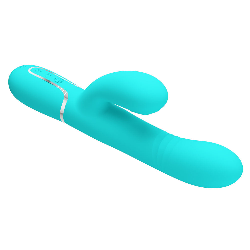 Party Up PAUL Rolling Beads Vibrator - Teal - Teal 22.6 cm USB Rechargeable Thrusting Rabbit Vibrator - BW-500034-1-PU