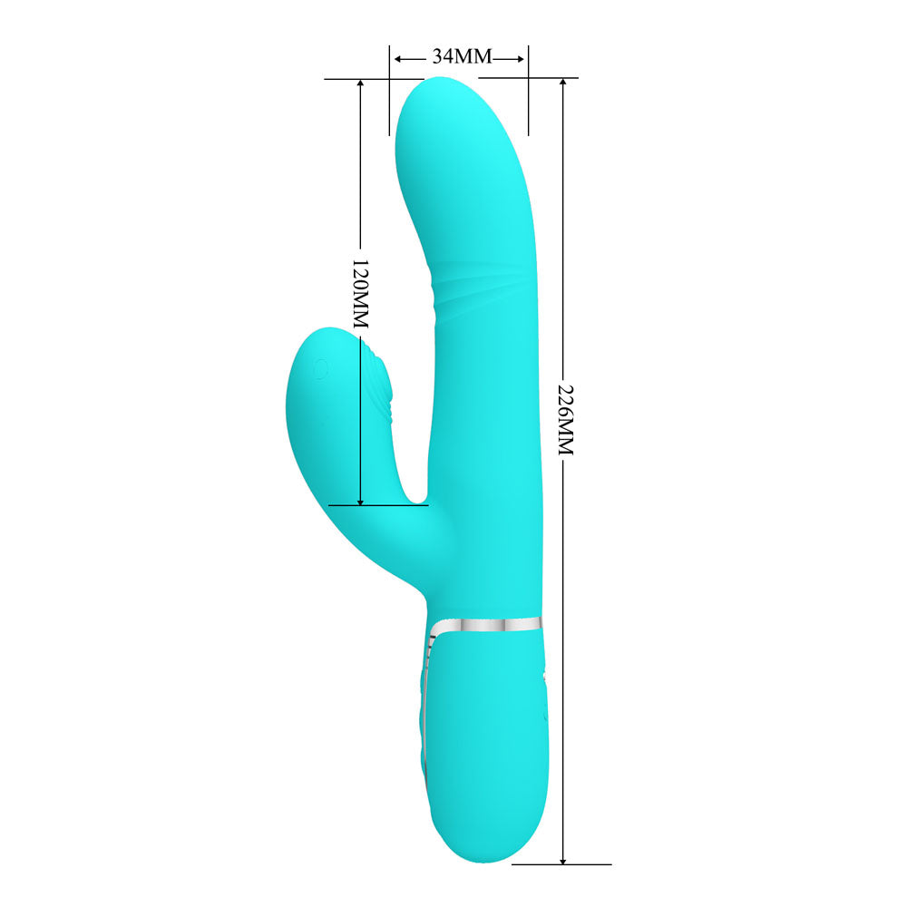 Party Up PAUL Rolling Beads Vibrator - Teal - Teal 22.6 cm USB Rechargeable Thrusting Rabbit Vibrator - BW-500034-1-PU