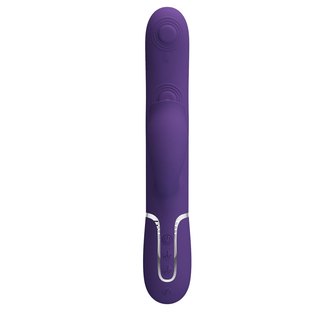 Party Up ALAN Dual Motor Vibrator - Purple - Purple 22.8 cm USB Rechargeable Vibrator with Licking Clit Stimulator and Thumping Shaft - BW-500035-2-PU