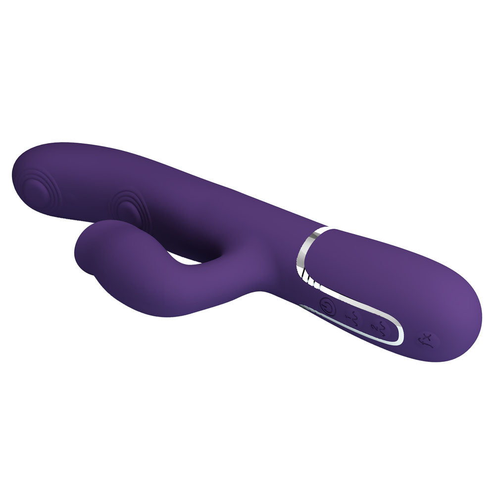 Party Up ALAN Dual Motor Vibrator - Purple - Purple 22.8 cm USB Rechargeable Vibrator with Licking Clit Stimulator and Thumping Shaft - BW-500035-2-PU